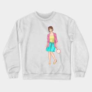 Cute japanese anime girl in pastel colors Crewneck Sweatshirt